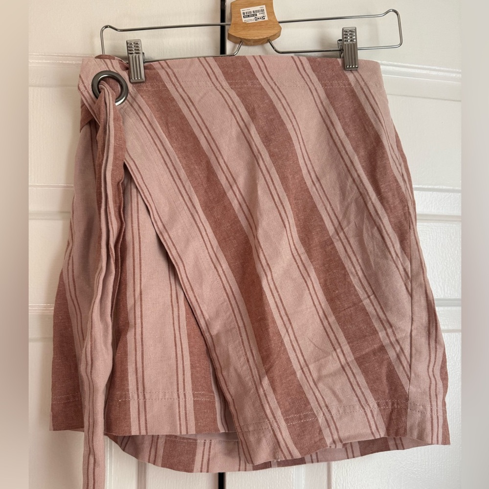 Free People Pink and Mauve Striped Mini Skirt
